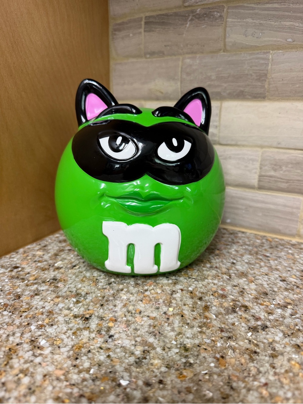 M&M'S Green 2003 Cat Eyes Halloween Candy Cookie Jar